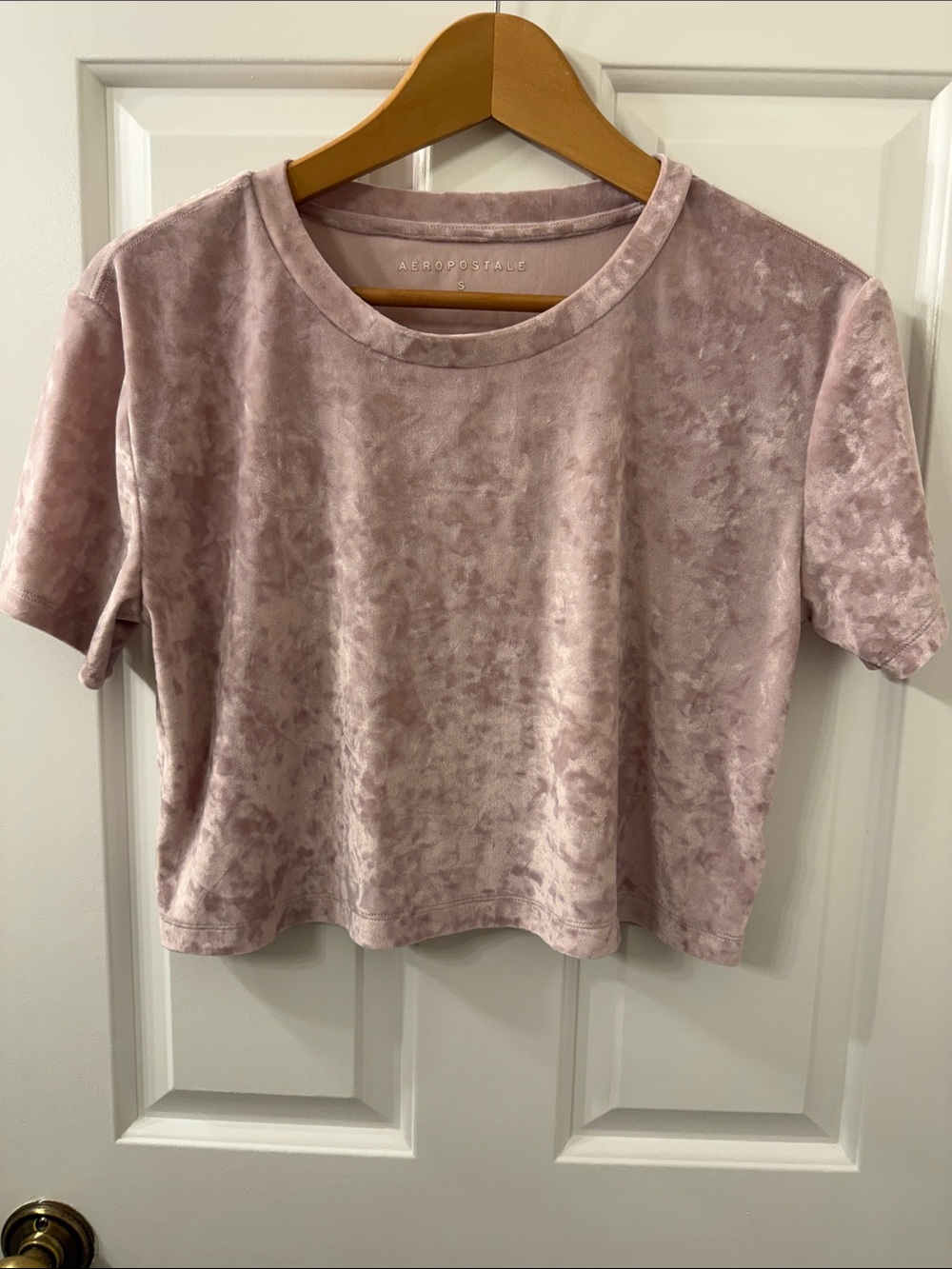 Aeropostale Dusty Rose Velvet Cropped Tee